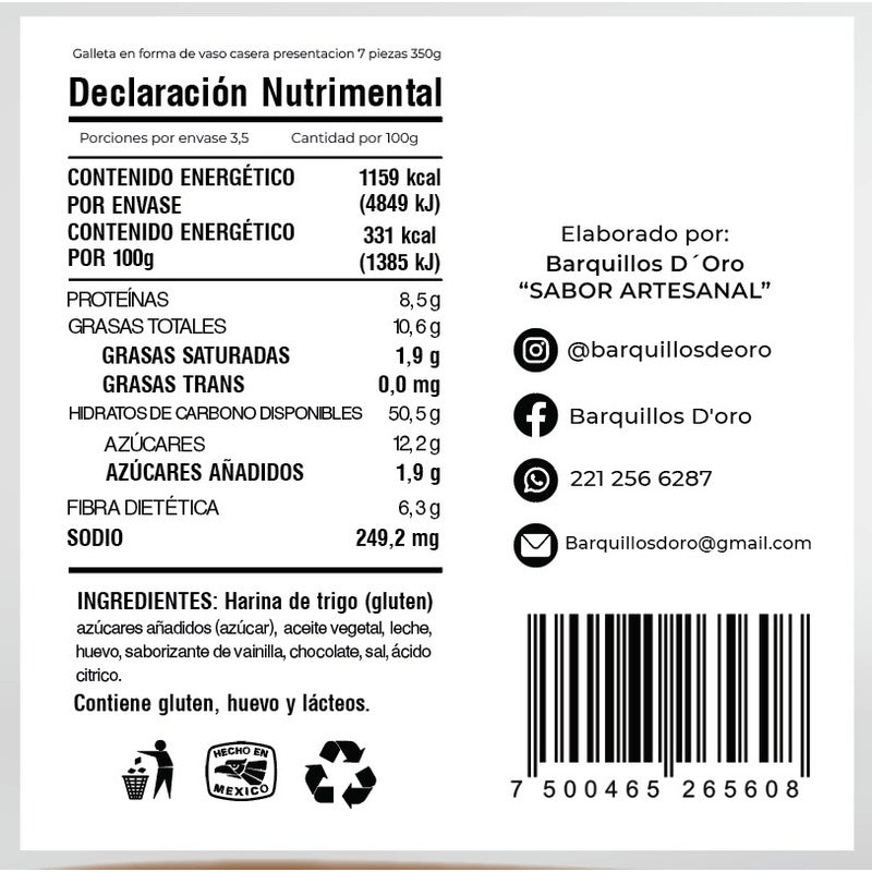 Vaso Comestible De Galleta 50 Pz - Envío Gratis